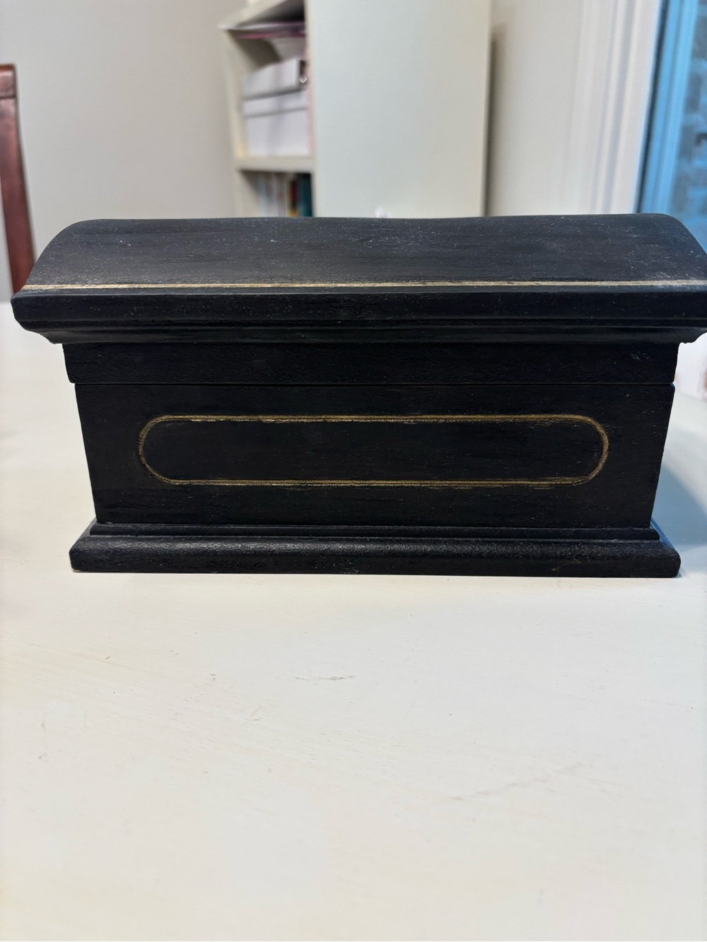Black Wooden Decorative Box with Gold Accent